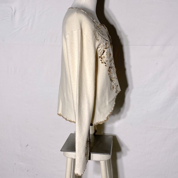 Mac & Jac Ivory Wool Cardigan With Gold  Decorations And Trim L - Picture 10 of 16